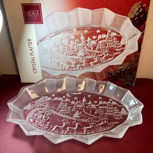 Mikasa holiday classics oval crystal glass 12" platter
